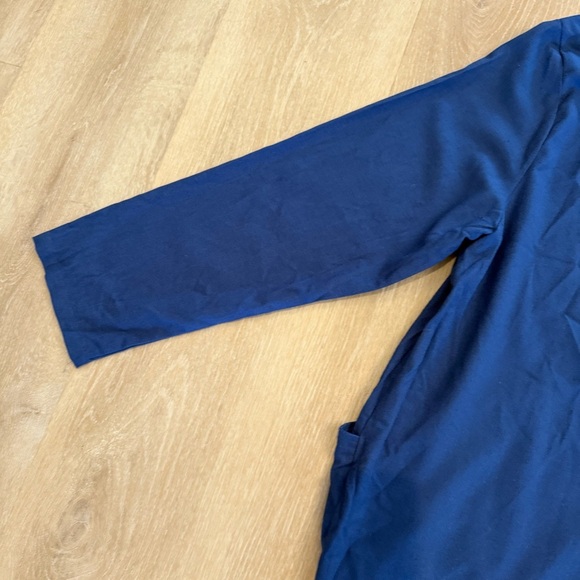 Minibee Linen Blend Blue Long Sleeve Tunic with Pockets 2X Lagenlook Boho NWT - Picture 11 of 12